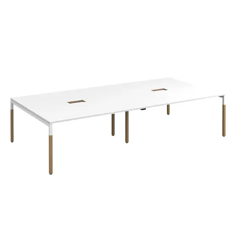 Connex Plus Boardroom Tables - Back to Back Desk - 3200 x 1600 - with Cut Out - White